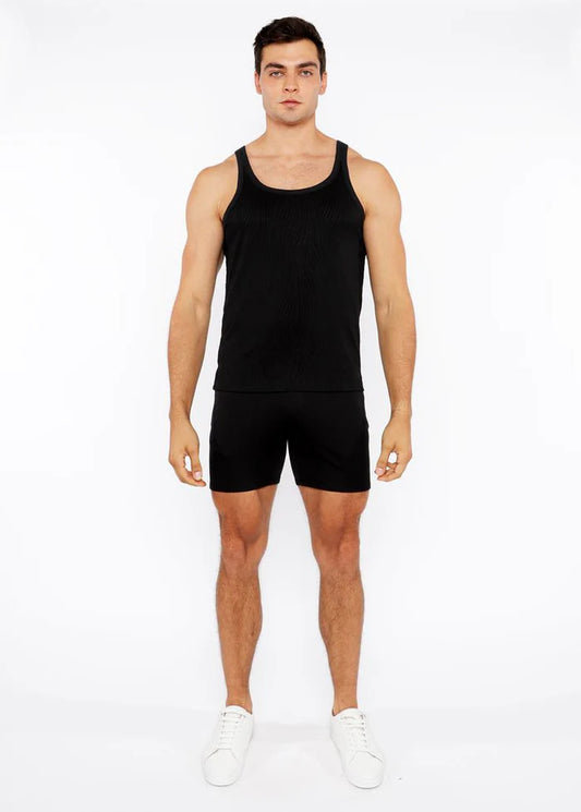 Veins Stretch Textured Knit Tank