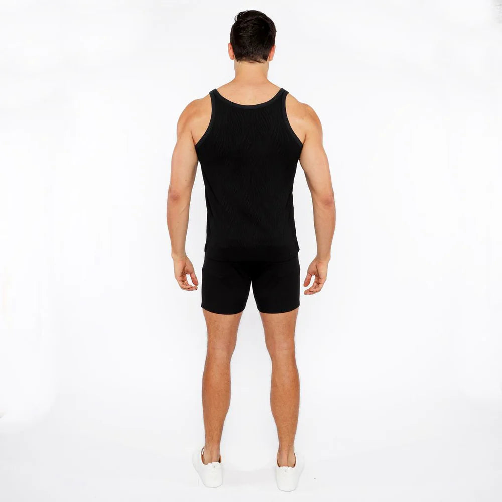 Veins Stretch Textured Knit Tank