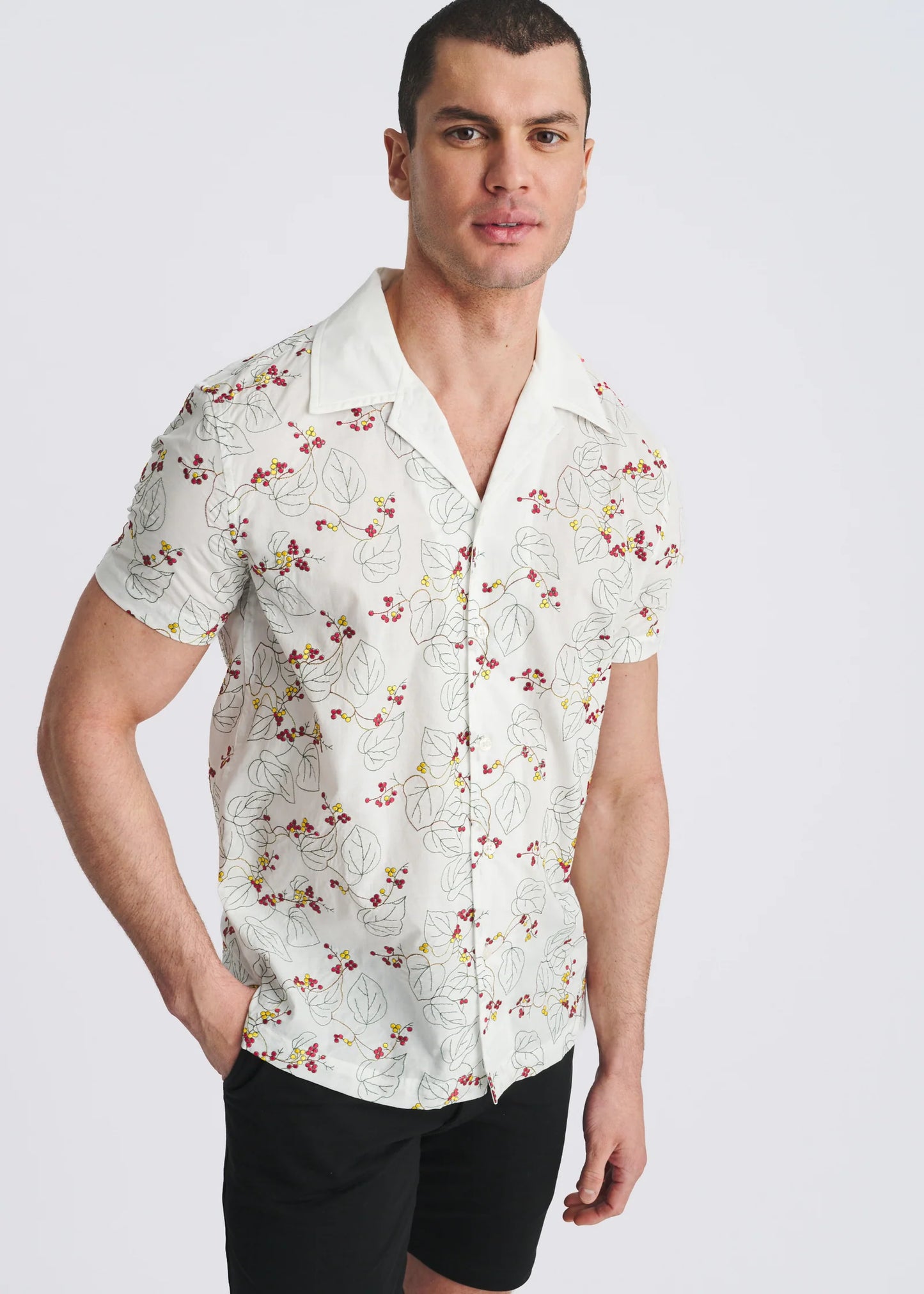 Embroidered Short Sleeve Woven Shirt