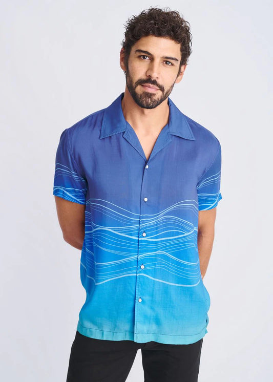Printed Modal Short Sleeve Border Shirt