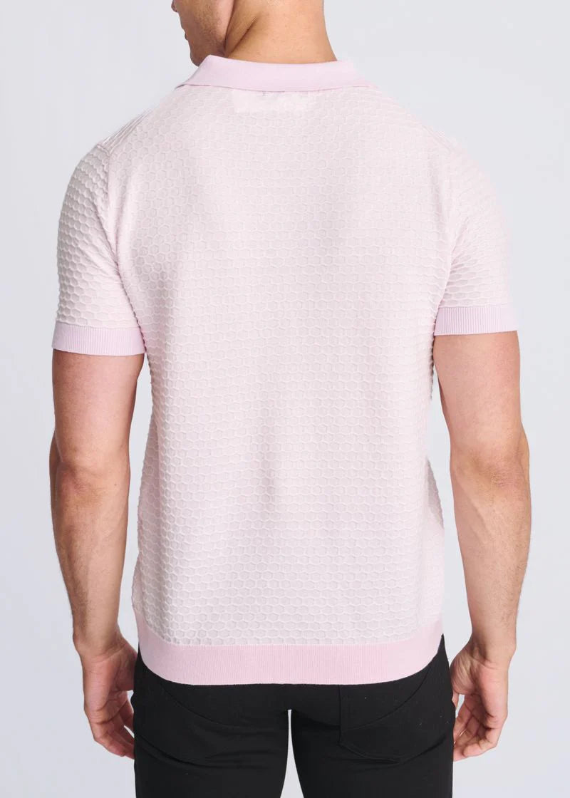 Textured Cotton 3-Button Knit Polo