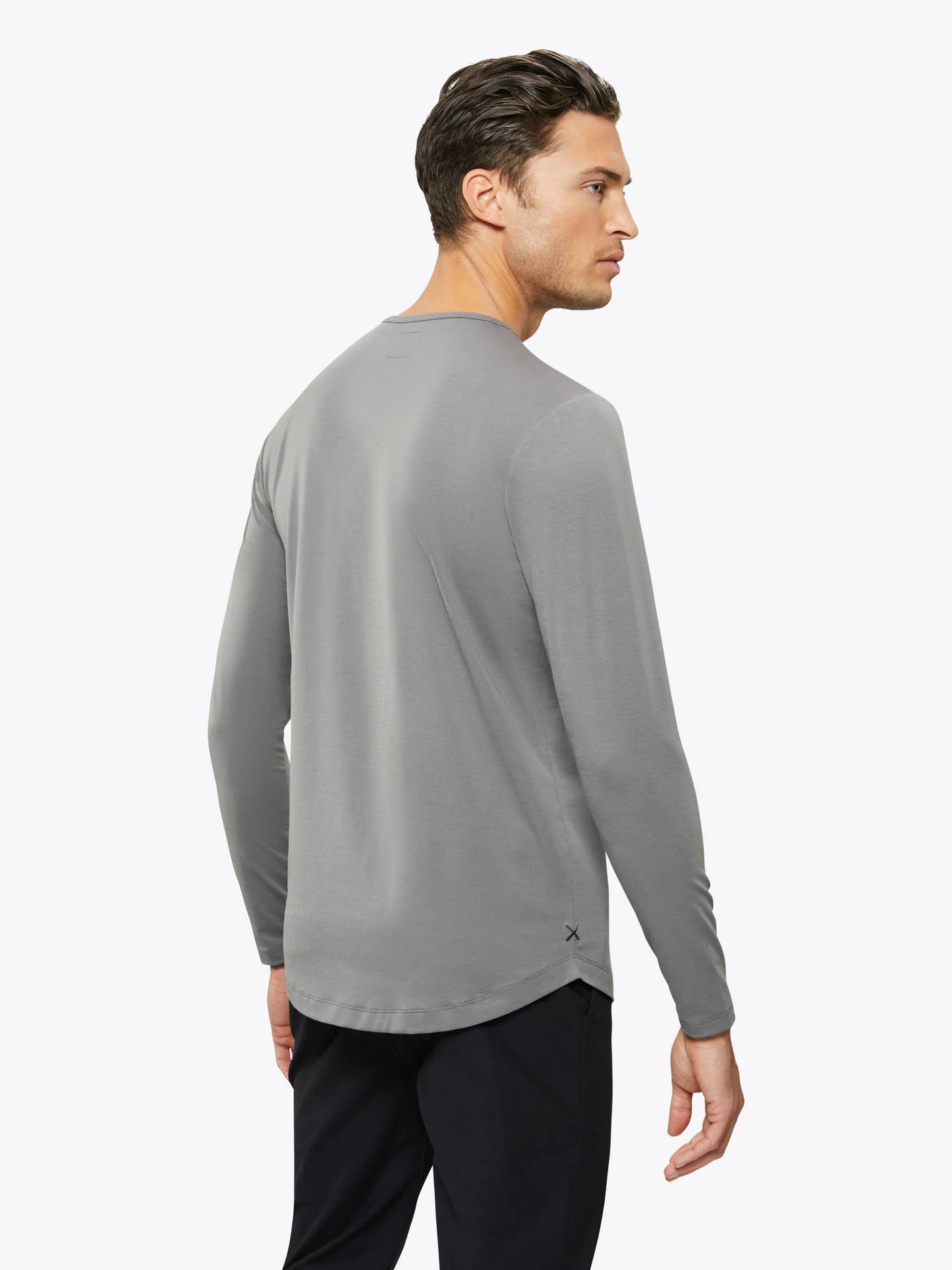 AO Long Sleeve Henley Curve-Hem