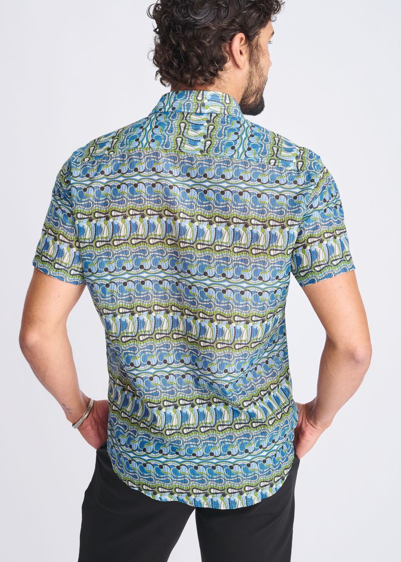 Printed Lightweight  Cotton/SilkShort Sleeve Shirt