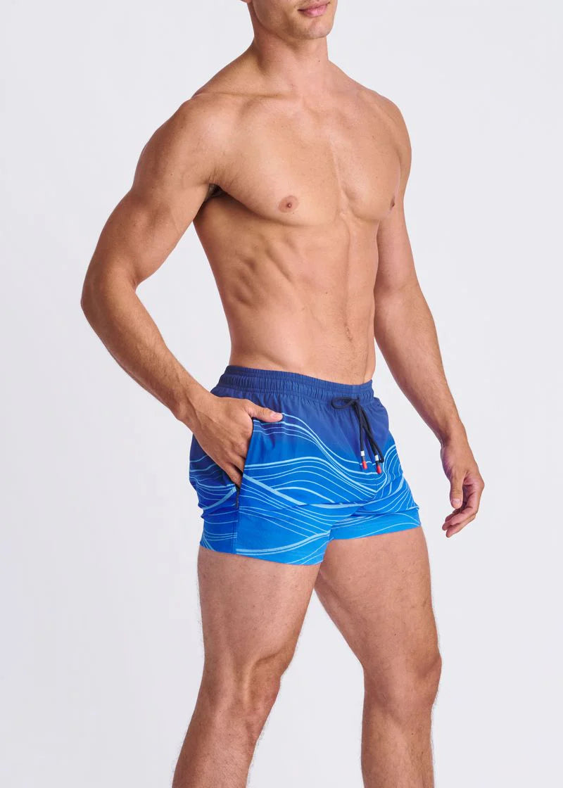 2.5" Inseam Printed Swim Shorts w/ Mesh Lining
