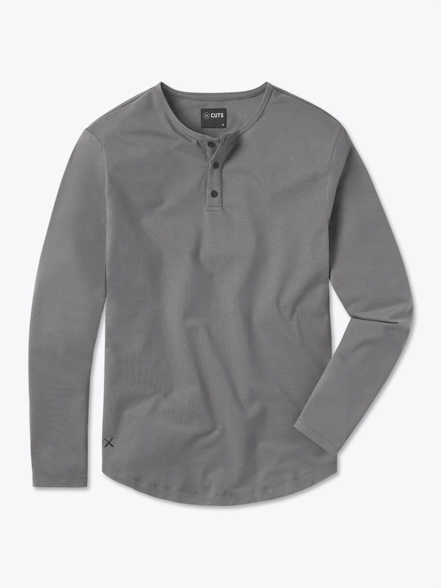 AO Long Sleeve Henley Curve-Hem