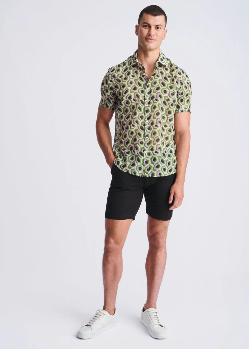 Printed Lightweight  Cotton/SilkShort Sleeve Shirt