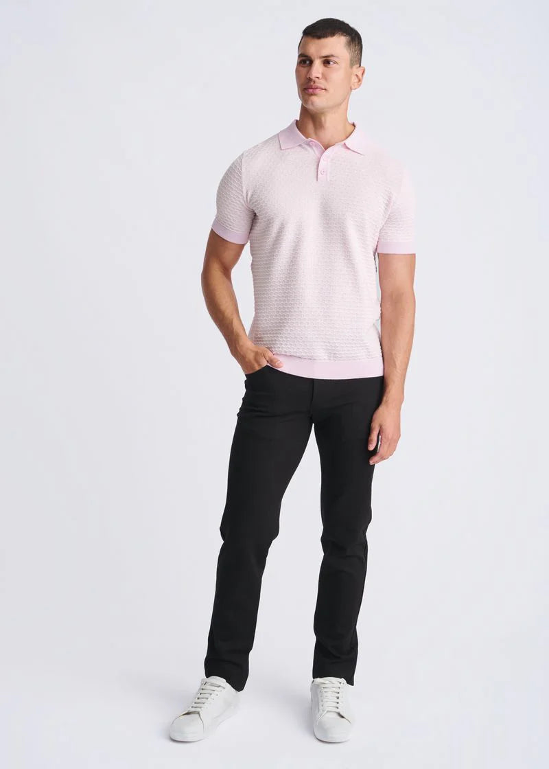 Textured Cotton 3-Button Knit Polo