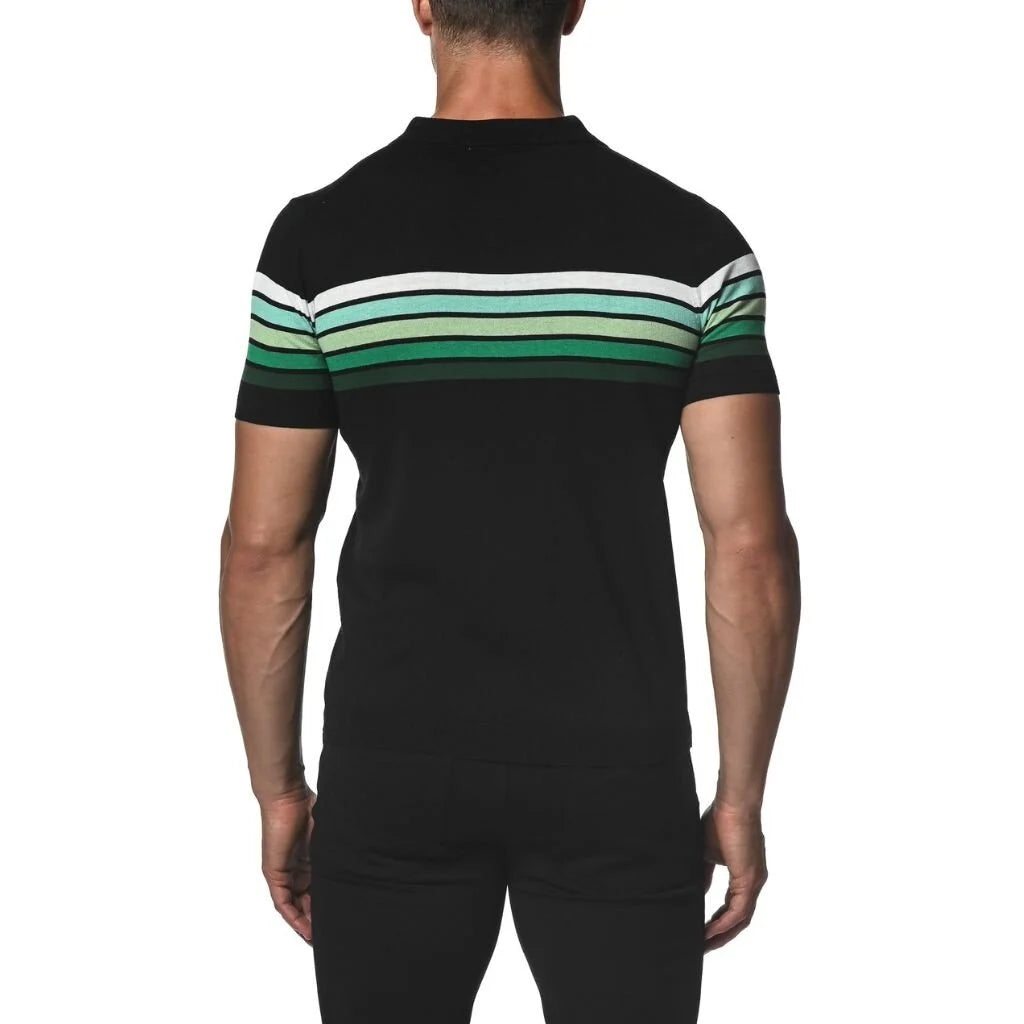 Retro Stripe Knit 3-Button Polo