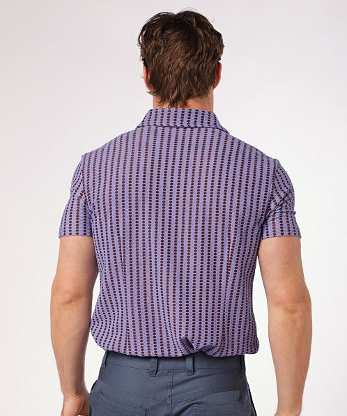 Stripe Stretch Open Knit S/S Shirt
