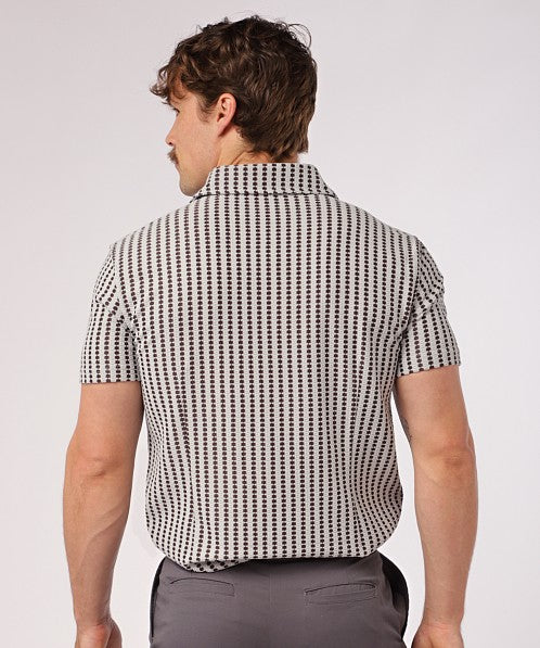 Stripe Stretch Open Knit S/S Shirt