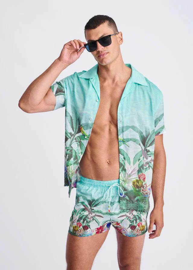 2.5" Inseam Printed Swim Shorts w/ Mesh Lining