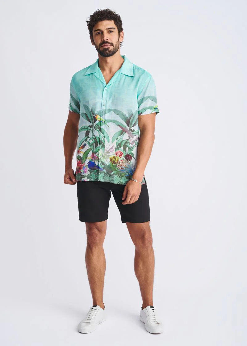 Printed Modal Short Sleeve Border Shirt