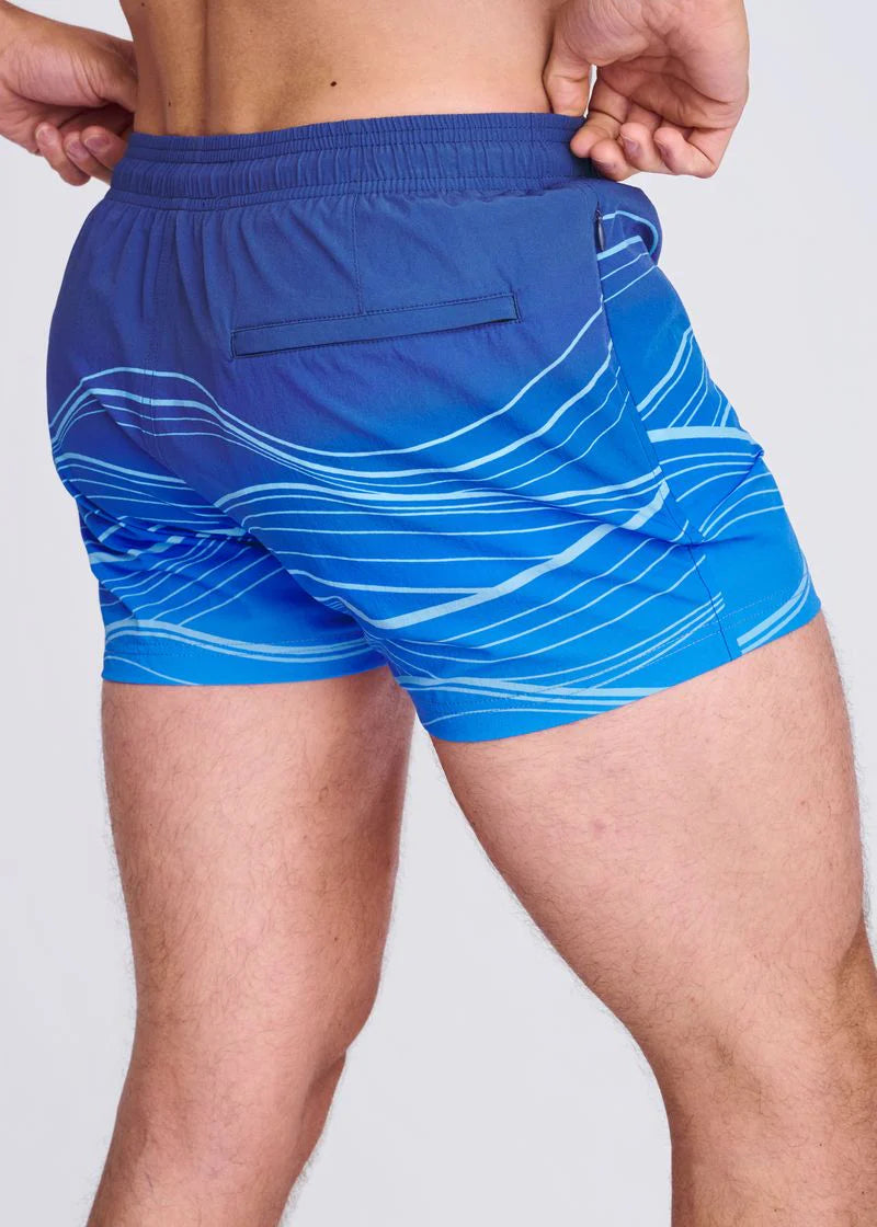 2.5" Inseam Printed Swim Shorts w/ Mesh Lining