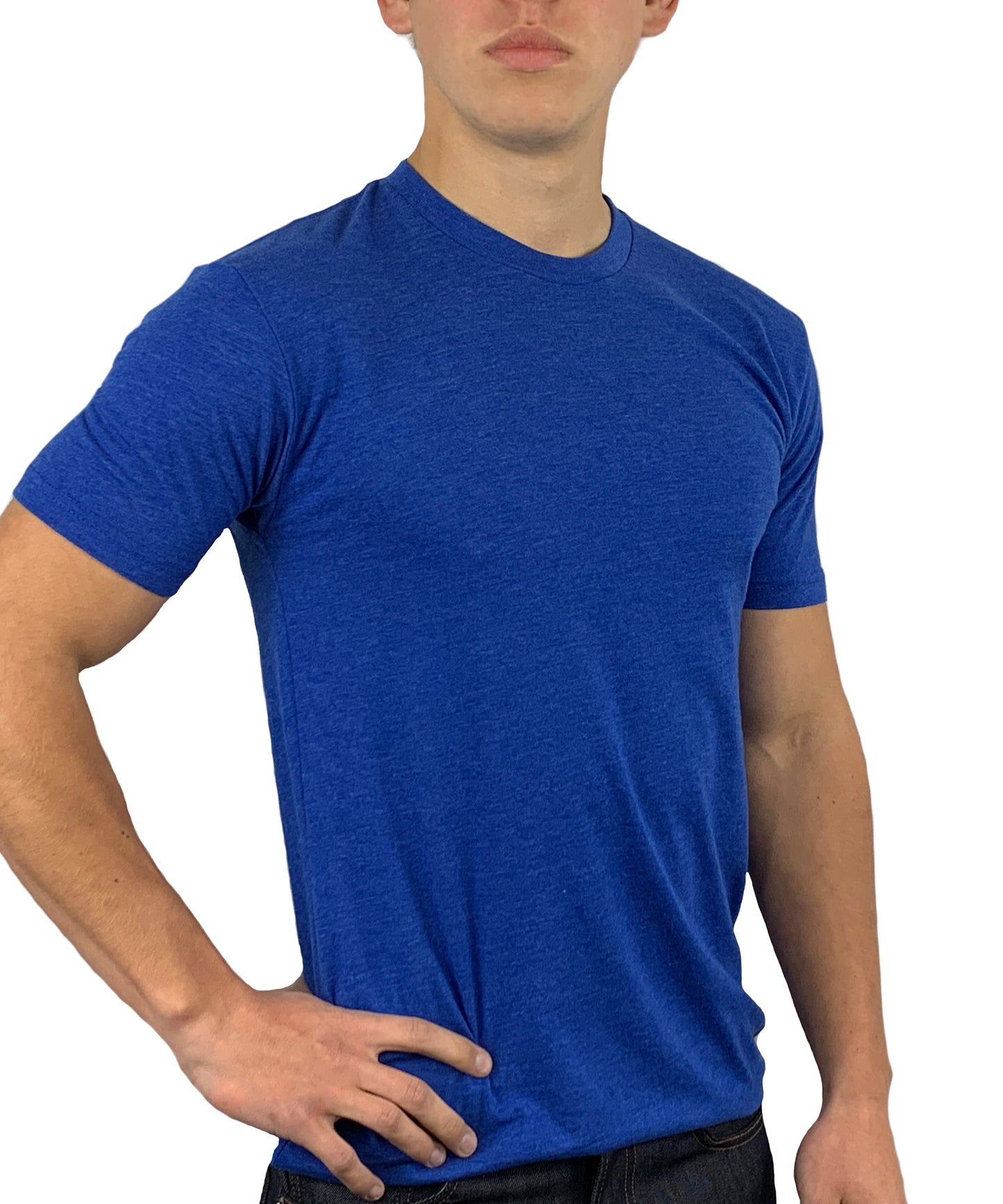 ROLO LUXURY CREW NECK T-SHIRT HEATHERED ROYAL