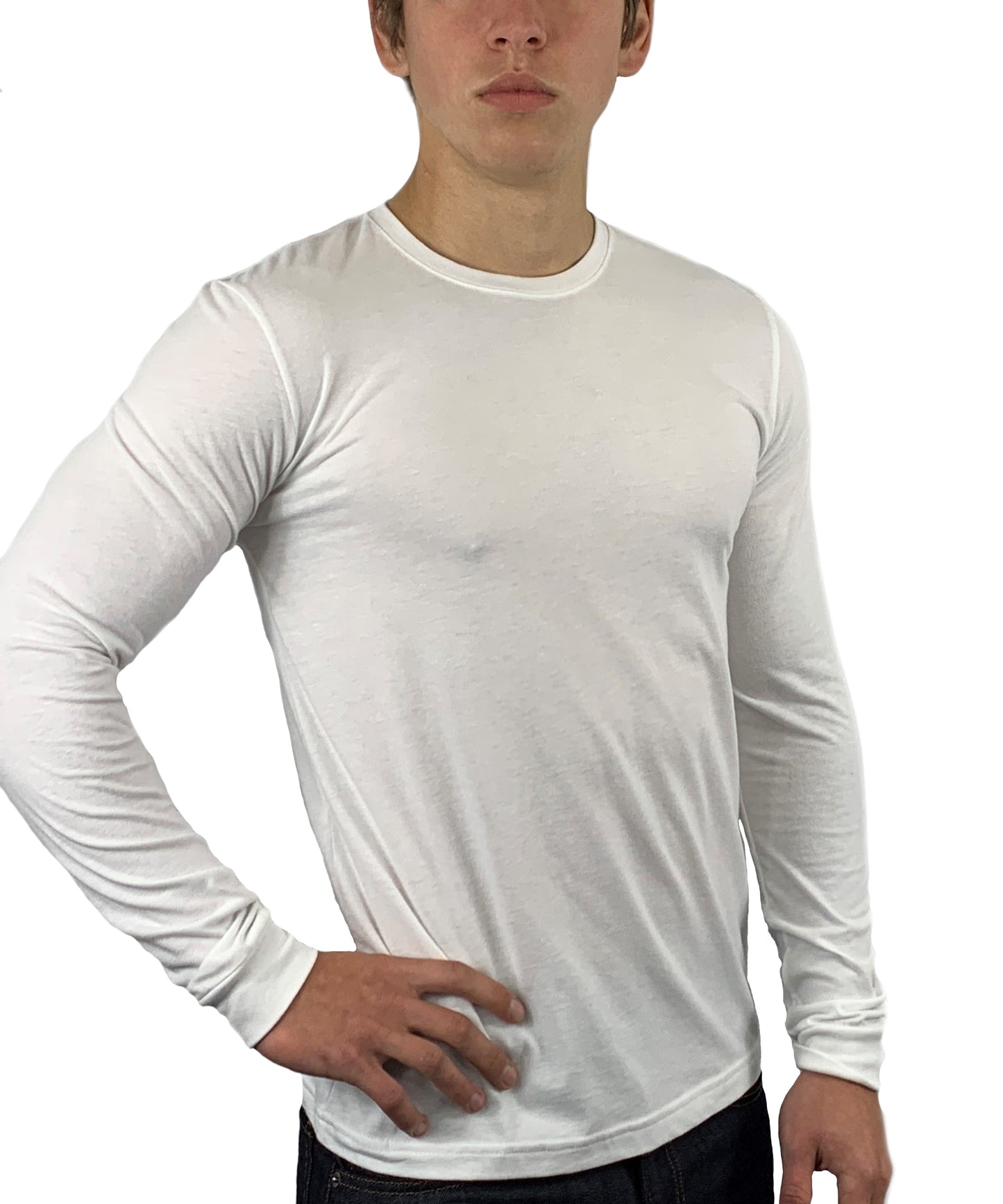 ROLO LUXURY LONG SLEEVE CREW NECK SHIRT WHITE