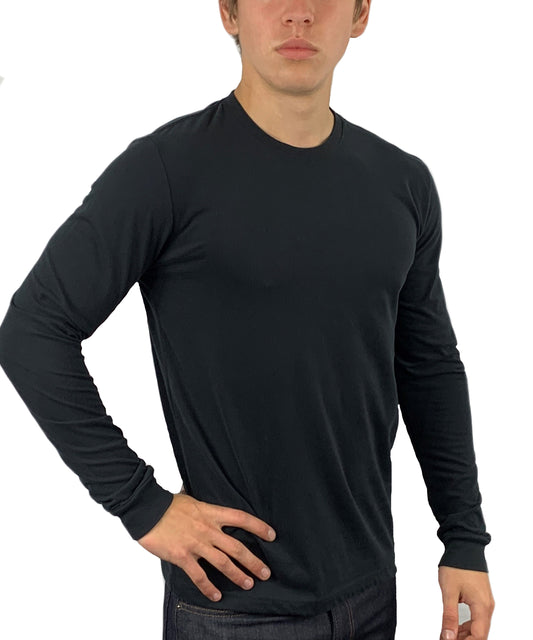 ROLO LUXURY LONG SLEEVE CREW NECK SHIRT BLACK