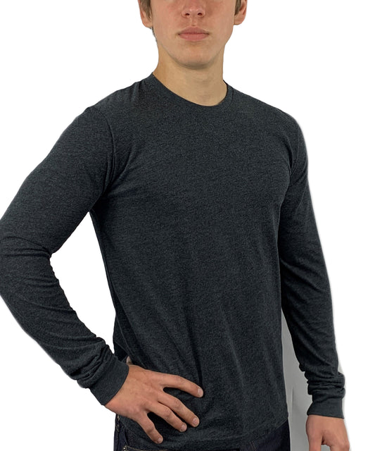 ROLO LUXURY LONG SLEEVE CREW NECK SHIRT DARK HEATHERED GRAY