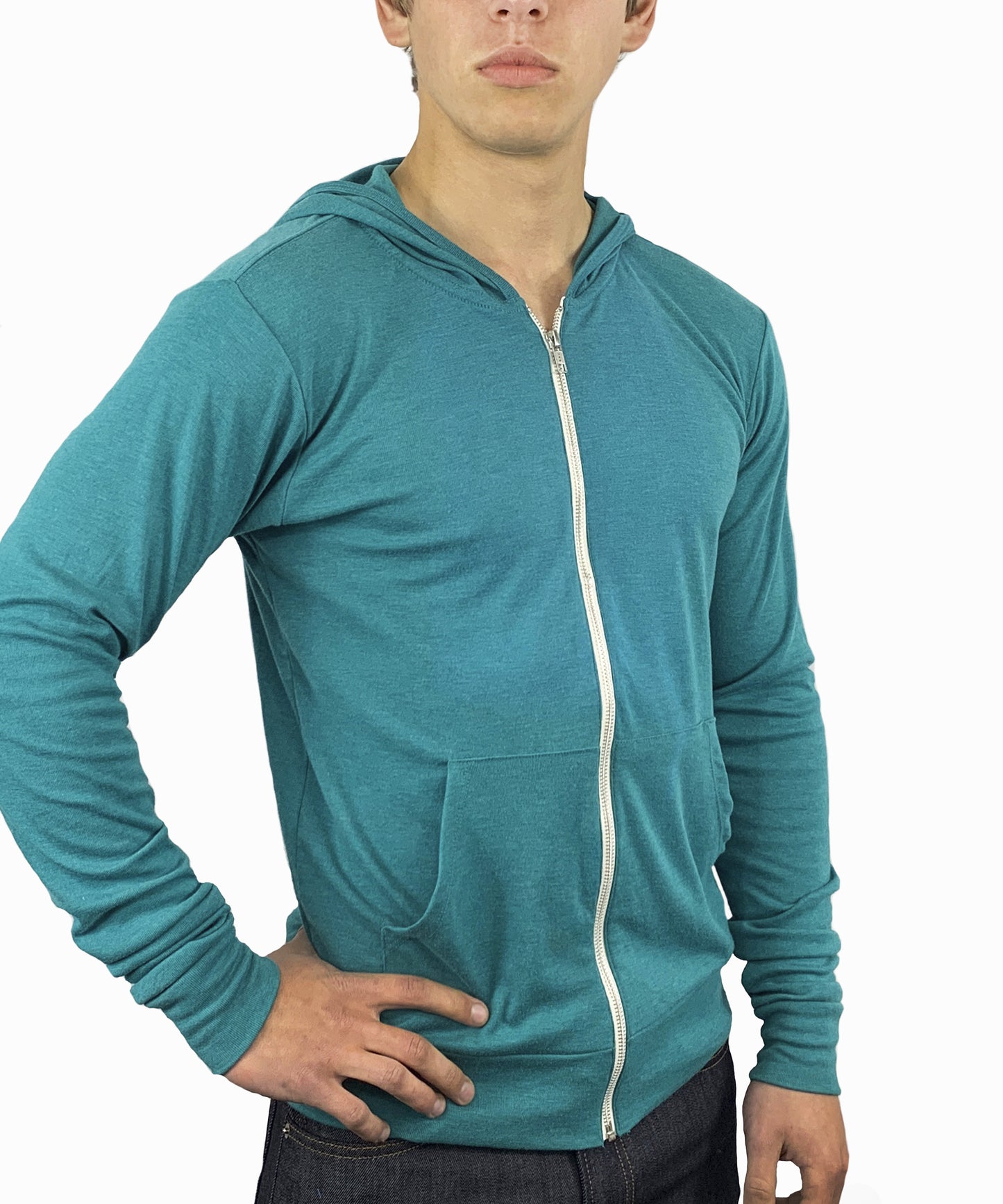 ROLO PREMIUM ZIP FRONT HOODIE TEAL