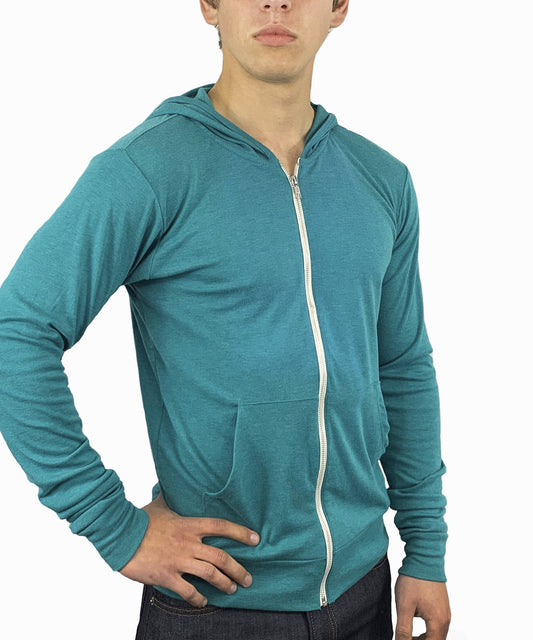 ROLO PREMIUM ZIP FRONT HOODIE TEAL